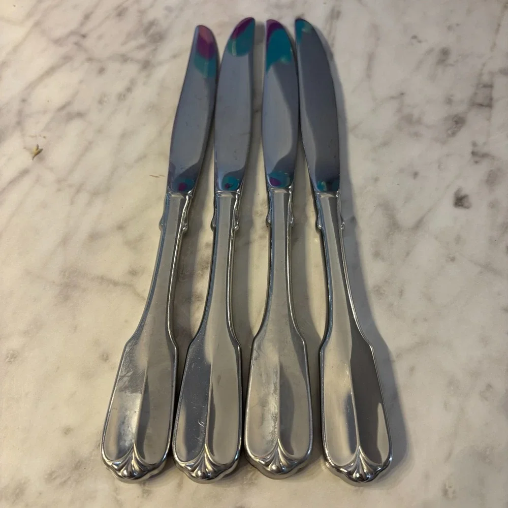 Set of 4 ONEIDA Rogers Deluxe‎ Satin Gloria Stainless Flatware Hollow Knives 9